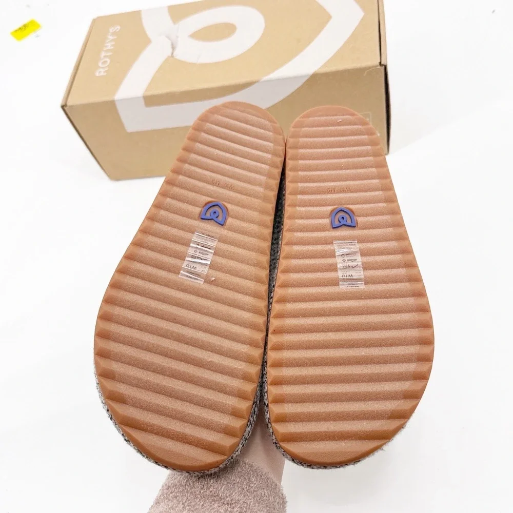 Rothys The Cozy Clog Cookies and Cream Boucle Grey White Slipper Shoes Womens 10 - Picture 2 of 6